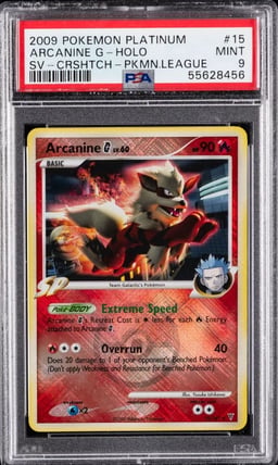2009 POKEMON PLATINUM SUPREME VICTORS CROSSHATCH #15 ARCANINE G-HOLO PSA 9