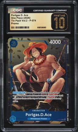 2026 One Piece Promo Tin Pack Vol.2 Portgas D. Ace #P-074 CGC 10 PRISTINE