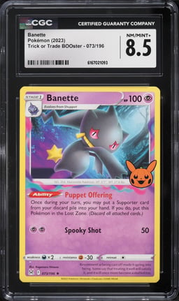 2023 Pokemon Sword & Shield Lost Origin Trick Or Trade Banette #73 CGC 8.5 NM-MT+