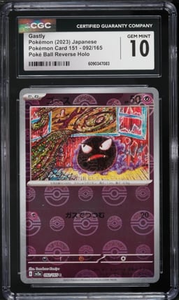 2023 Pokemon Japanese Scarlet & Violet 151 Poke Ball Reverse Holo Gastly #92 CGC 10 GEM MINT