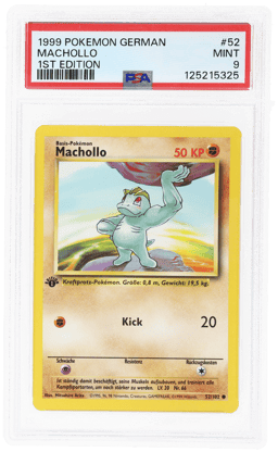 1999 Pokemon Base Set German 1st Edition Machop #52 PSA 9