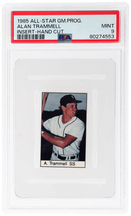 1985 All-Star Game Program Inserts Hand Cut Alan Trammell PSA 9