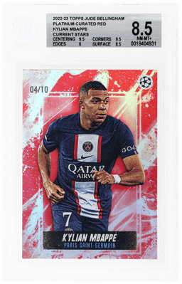 2022 Topps Jude Bellingham Current Stars Platinum Curated Red Kylian Mbappe 4/10 BGS 8.5
