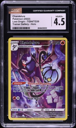 2022 Pokemon Sword & Shield Lost Origin Full Art Chandelure #TG04 CGC 4.5 VGEX+