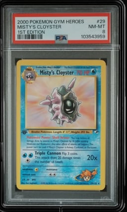 2000 POKEMON GYM HEROES 1ST EDITION #29 MISTY'S CLOYSTER PSA 8
