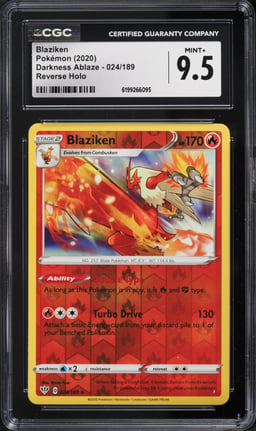 2020 Pokemon Darkness Ablaze Reverse Holo Blaziken #024 CGC 9.5 MINT+