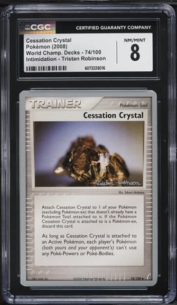 2008 Pokemon World Champ Intimidation Tristan Robinson Cessation Crystal CGC 8