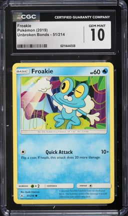 2019 Pokemon Sun & Moon Unbroken Bonds Froakie #51 CGC 10 GEM MINT