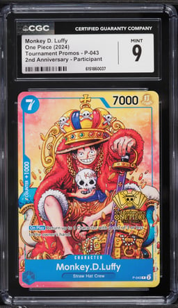 2024 One Piece Promo 2nd Anniversary Participant Monkey D. Luffy #P-043 CGC 9 MINT