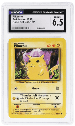 1999 Pokemon Base Set Yellow Cheeks Pikachu #58 CGC 6.5