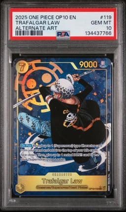 2025 ONE PIECE OP10-ROYAL BLOOD 119 TRAFALGAR LAW ALTERNATE ART PSA 10