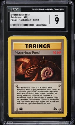 1999 Pokemon Fossil 1st Edition Mysterious Fossil #62 CGC 9 MINT