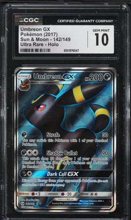 2017 Pokemon Sun & Moon Full Art Umbreon GX #142 CGC 10 GEM MINT