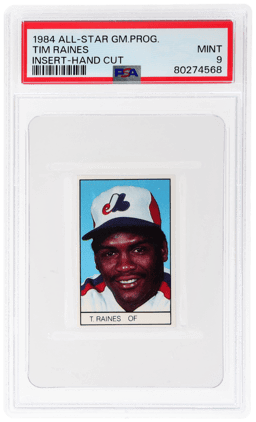 1984 All-Star Game Program Inserts Hand Cut Tim Raines PSA 9