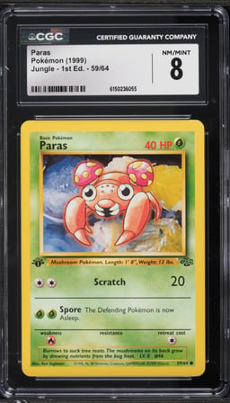1999 Pokemon Jungle 1st Edition Paras #59 CGC 8 NM-MT
