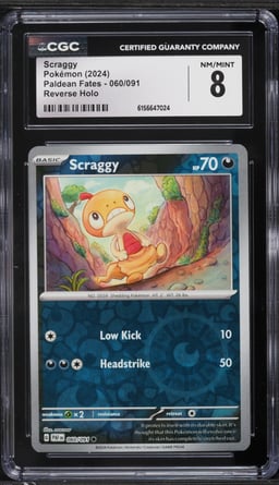 2024 Pokemon Scarlet & Violet Paldean Fates Reverse Holo Scraggy #60 CGC 8 NM-MT