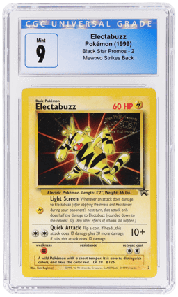 1999 Pokemon Wizards of the Coast Black Star Promo Mewtwo Strikes Back Electabuzz #2 CGC 9