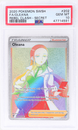 2020 Pokemon Sword and Shield Rebel Clash Secret Rare Oleana #202 PSA 10