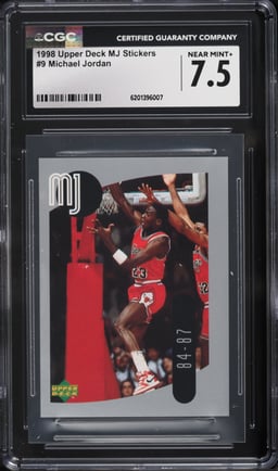 1998 Upper Deck MJ Stickers Michael Jordan #9 CGC 7.5 NRMT+