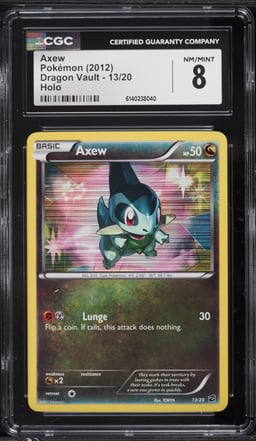 2012 Pokemon Dragon Vault Holo Axew #13 CGC 8 NM-MT