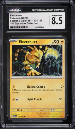 2023 Pokemon Scarlet & Violet 151 Zapdos ex Collection Electabuzz #125 CGC 8.5 NM-MT+