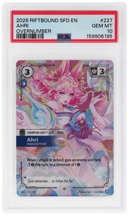2026 Riftbound League of Legends Spiritforged Inquisitive Overnumber Ahri #227 PSA 10