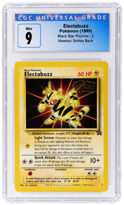1999 Pokemon Wizards of the Coast Black Star Promo Mewtwo Strikes Back Electabuzz #2 CGC 9