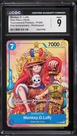 2024 One Piece Tournament Promo 2nd Anniversary Alt Art Monkey D. Luffy #P-043 CGC 9 MINT