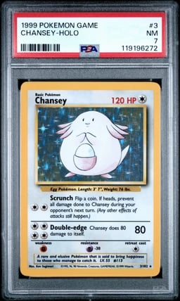 1999 POKEMON BASE SET UNLIMITED #3 CHANSEY-HOLO PSA 7
