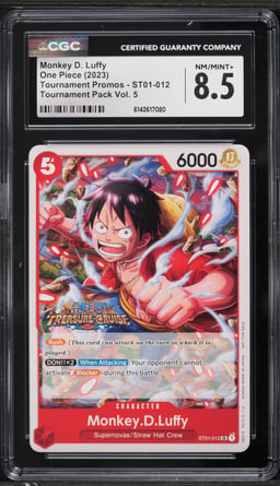 2023 One Piece Promo Tournament Pack Vol. 5 SR Monkey D. Luffy #ST01-012 CGC 8.5 NM-MT+