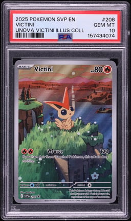 2025 Pokemon Scarlet & Violet Promo Unova Illustration Collection Full Art Victini #208 PSA 10