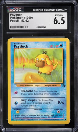 1999 Pokemon Fossil Psyduck #53 CGC 6.5 EXMT+