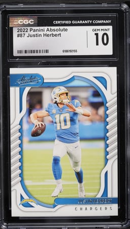 2022 Absolute Football Justin Herbert #87 CGC 10 GEM MINT