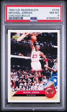 1992 UPPER DECK MCDONALD'S CHICAGO BULLS #CH4 MICHAEL JORDAN PSA 8