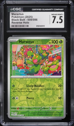 2025 Pokemon Black Bolt Reverse Holo Maractus #008 CGC 7.5 NRMT+