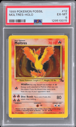1999 Pokemon Fossil Holo Moltres #12 PSA 6