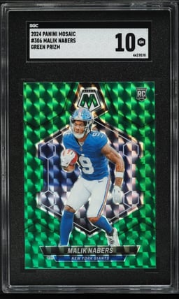 2024 Panini Mosaic Green Prizm Malik Nabers ROOKIE #306 SGC 10 GEM MINT