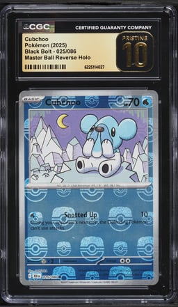 2025 Pokemon Scarlet & Violet Black Bolt Master Ball Reverse Holo Cubchoo #25 CGC 10 PRISTINE