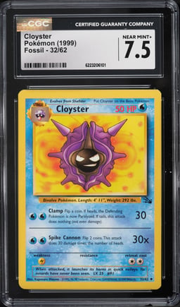 1999 Pokemon Fossil Cloyster #32 CGC 7.5 NRMT+