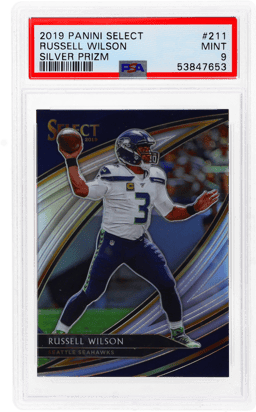 2019 Panini Select Field Level Silver Prizm Russell Wilson #211 PSA 9
