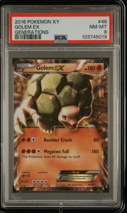 2016 POKEMON XY GENERATIONS #46 GOLEM EX PSA 8