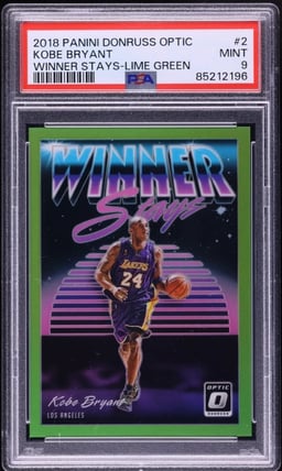 2018 Donruss Optic Winner Stays Lime Green Kobe Bryant /149 #2 PSA 9 MINT