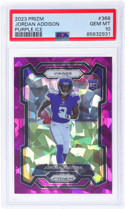 2023 Panini Prizm Purple Ice Prizm Jordan Addison #368 9/225 PSA 10