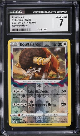 2022 Pokemon Sword & Shield Lost Origin Reverse Holo Bouffalant #148 CGC 7 NRMT