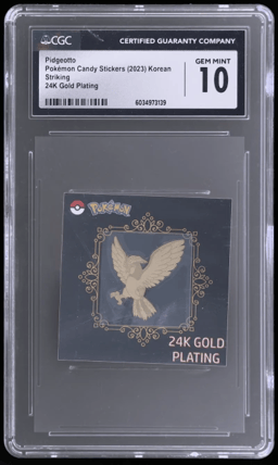 2023 Pokemon Popping Candy Stickers Korean 24k Gold Plating Pidgeotto CGC 10