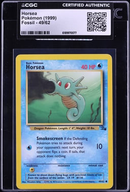 1999 Pokemon Fossil Horsea #49 CGC AUTH