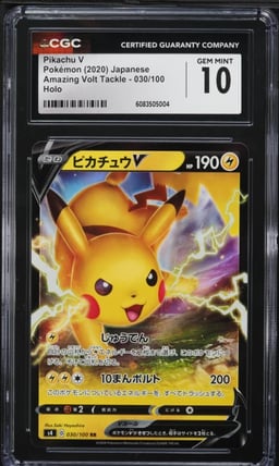 2020 Pokemon Japanese Sword & Shield Amazing Volt Tackle Pikachu V #30 CGC 10