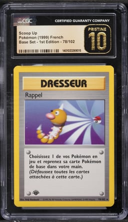 1999 Pokemon French Base Set 1st Edition Scoop Up #78 CGC 10 PRISTINE