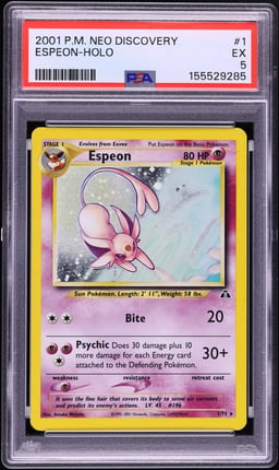2001 Pokemon Neo Discovery Holo Espeon #1 PSA 5 EX