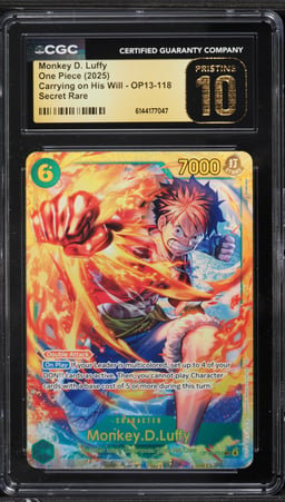 2025 One Piece Carrying On His Will SEC Monkey D. Luffy #OP13-118 CGC 10 PRISTINE